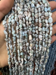 6*8mm天然拉利玛海纹石随形碎石半成品diy手链项链串珠饰品配件