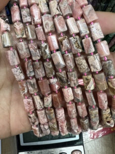 8*12mm天然阿根廷红纹石长管桶珠散珠diy手链项链半成品配饰配件