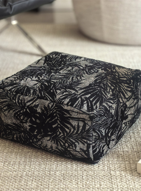 坐墩中古风黑色方形蒲团坐垫现轻奢客厅懒人沙发新中式脚踏矮凳子