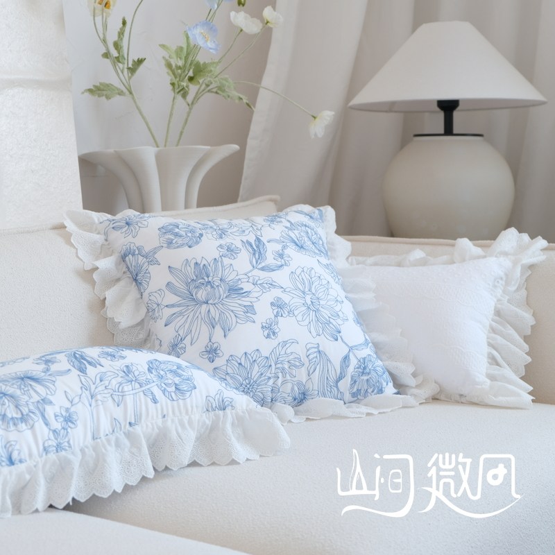 重工刺绣法式轻复古新中式靠包绣花纯棉抱枕靠枕美式客厅沙发靠垫_虎窝淘