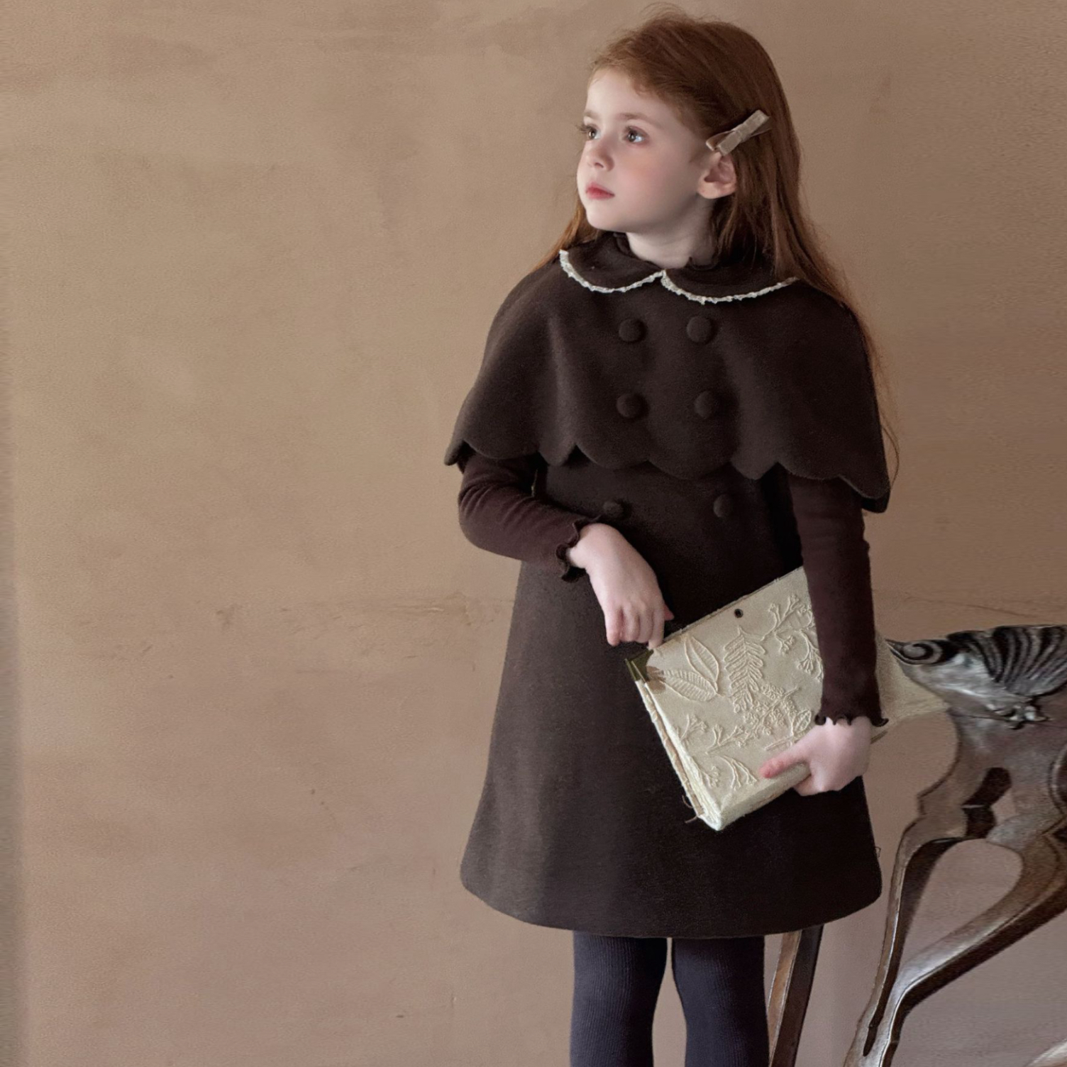 复古斗篷羊毛背心套裙女童