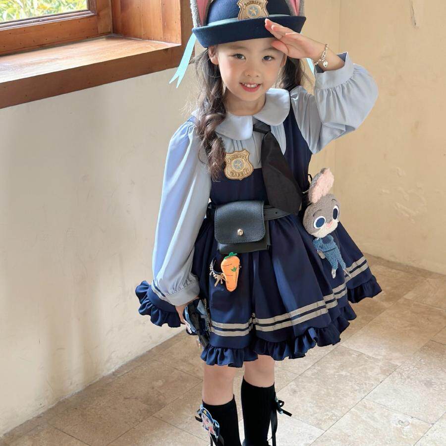 miyababy 朱迪兔子警官连衣裙女童cos服饰秋冬卡通长袖学院风裙子