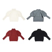 miyababy女童泡泡袖 洋气新年红套头毛衣宝宝打底衫 羊毛针织衫 冬款