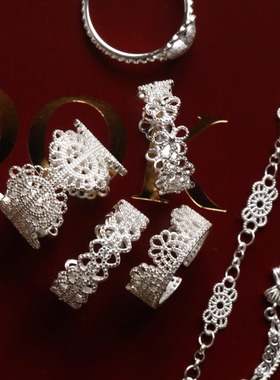 银织蕾丝丨古董织物感纯银戒指