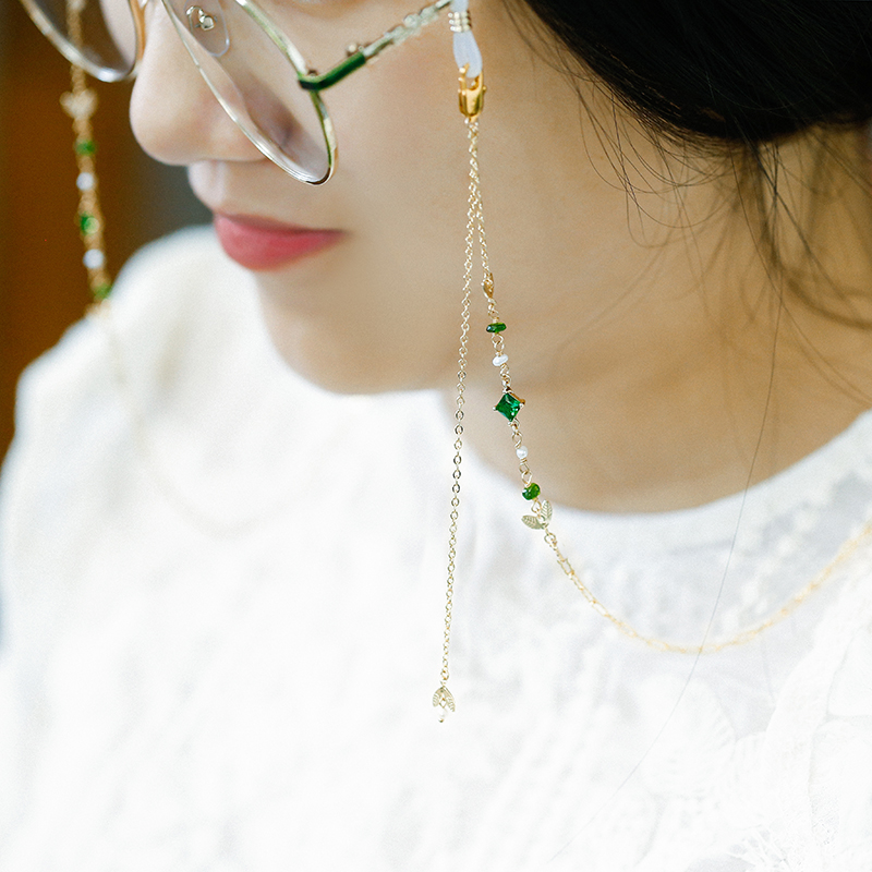 设计复古绿宝石多用途可挂珍珠