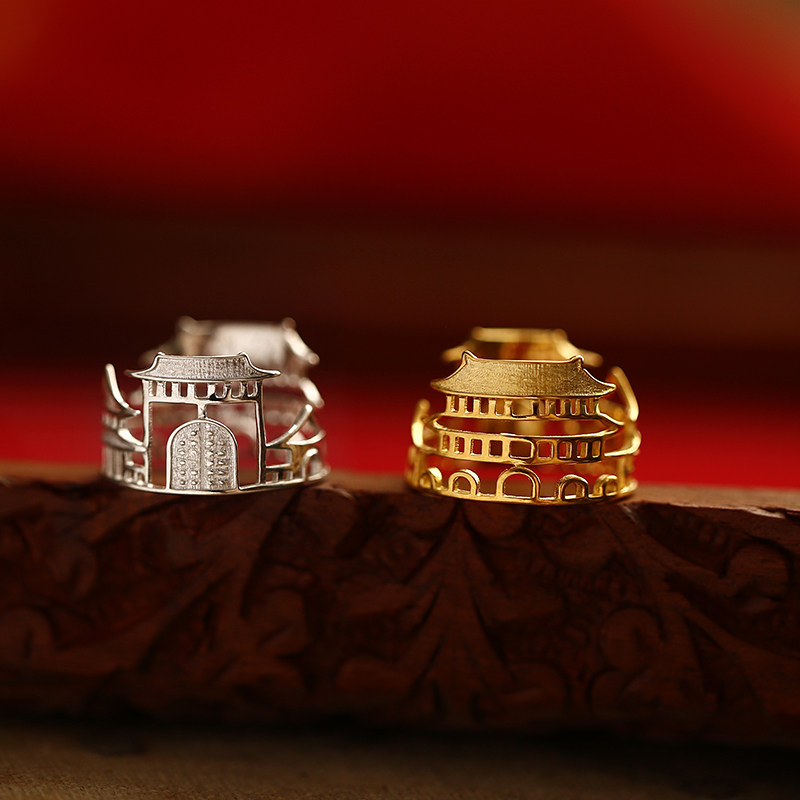 宫阙丨软语设计国风新中式北京经典建筑元素收藏S925纯银精致戒指