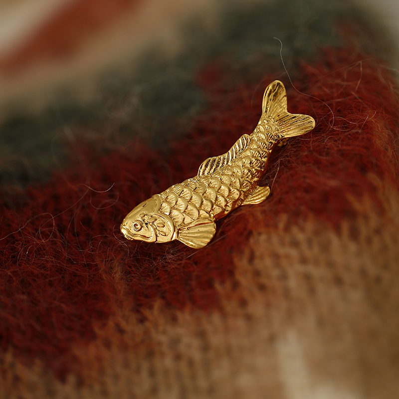 游鱼丨金色锦鲤好寓意国潮胸针