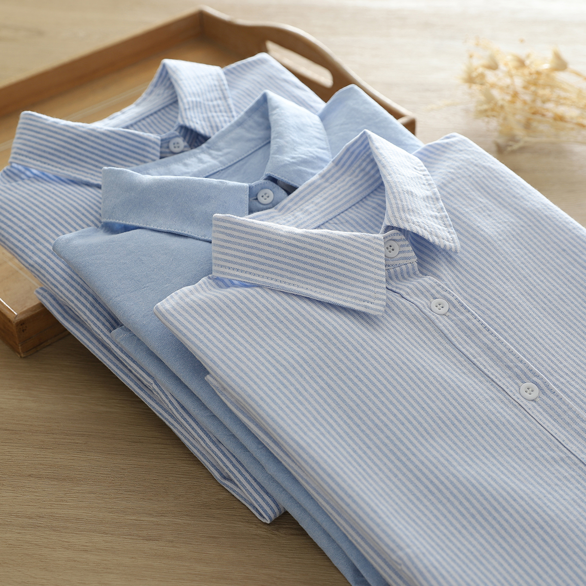 牛津纺衬衫外套女纯棉宽松竖条纹通勤白色职业衬衣春秋长袖打底衫