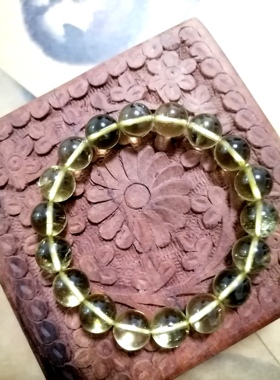 福百瑞珠宝孤品天然巴西黄水晶大珠手编复古美搭精工手链