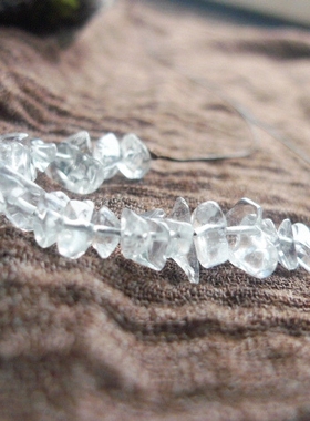 阿福家 天然白水晶碎石手编一线简约随意蜡绳项链