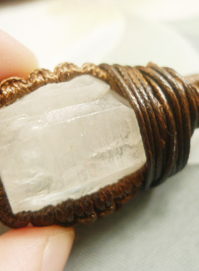 原石手工编织腊绳吊坠