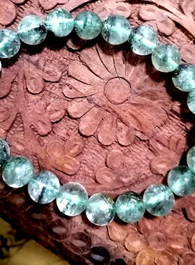 福百瑞珠宝孤品天然绿幽灵水晶手链