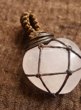 原石手工编织腊绳吊坠