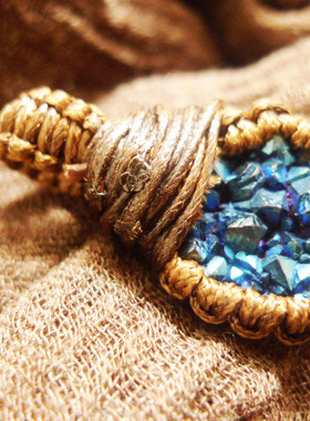 原石手工编织腊绳吊坠