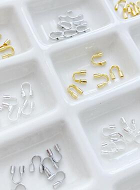 保色18k包金高品质U形马蹄扣护线器收尾扣串珠手工diy饰品配件