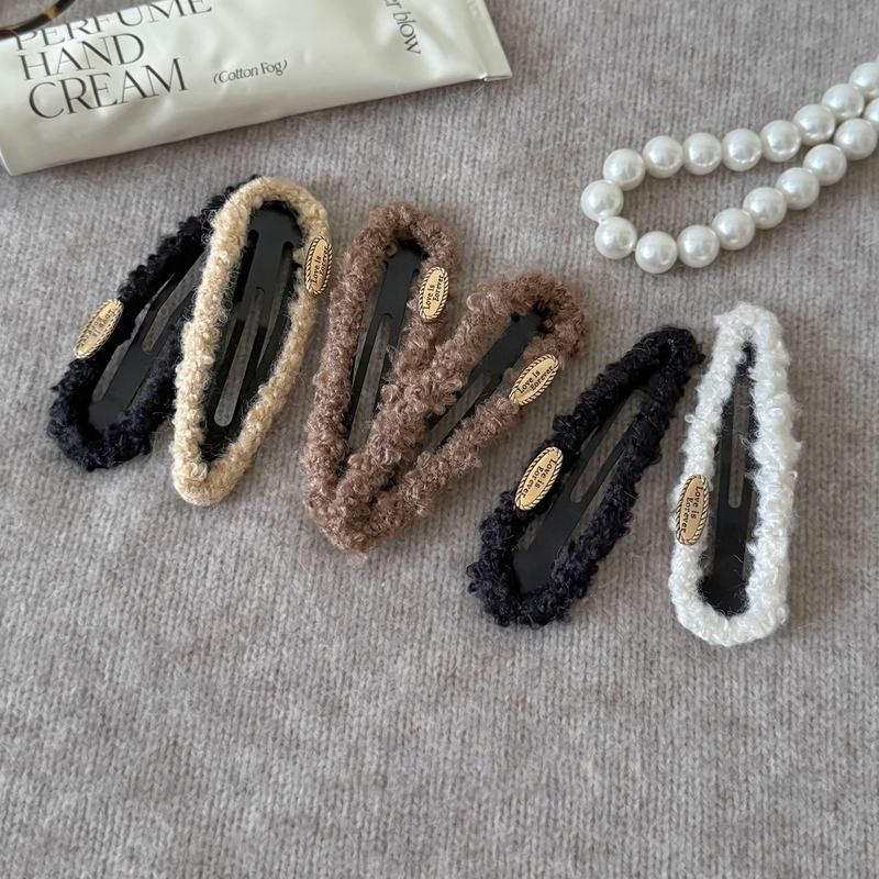 秋冬毛绒金标bb夹刘海发夹女前额碎发侧边夹半扎发一字夹发卡头饰