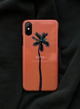 原创橘色棕榈树iPhone12pro Mini手机壳r苹果78光面Xs保护套Max11