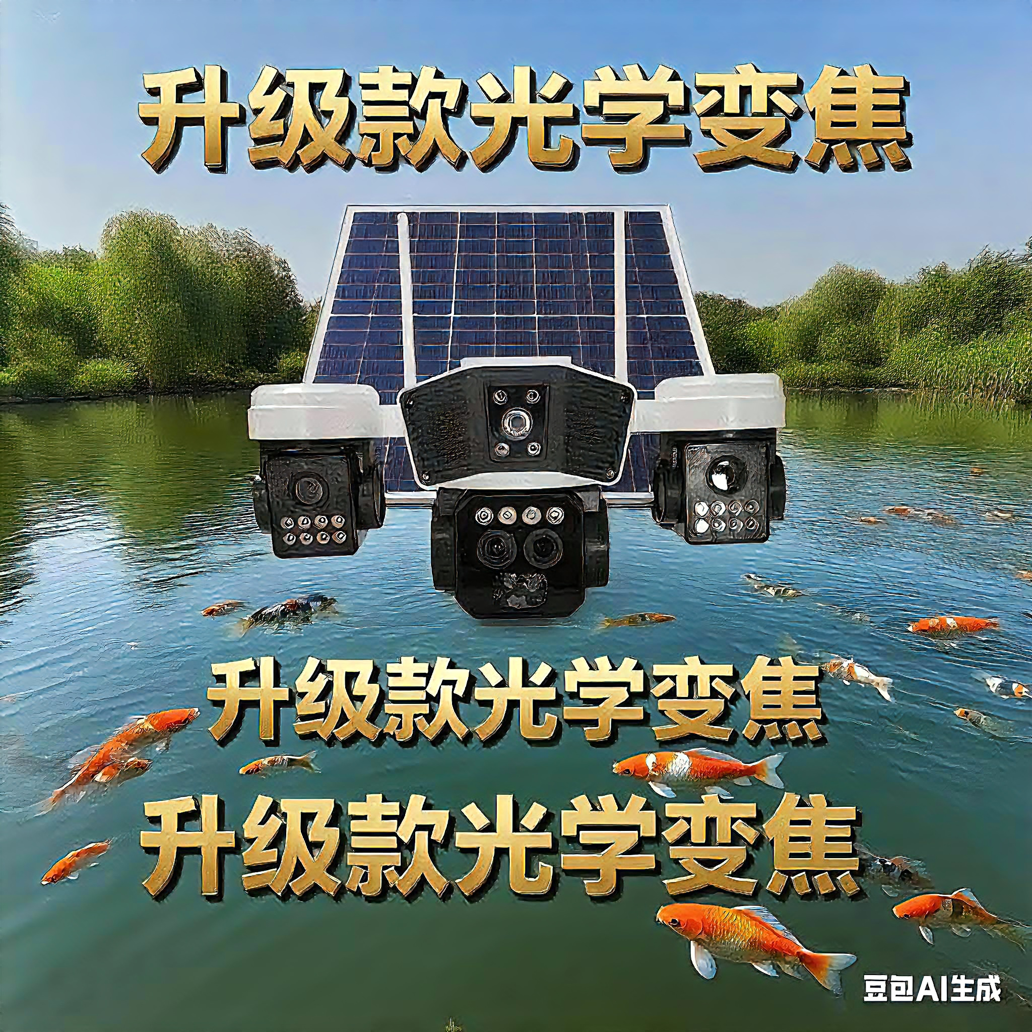 新款光学变焦太阳能摄像头监控器可看车牌人脸鱼塘养殖果园别墅用