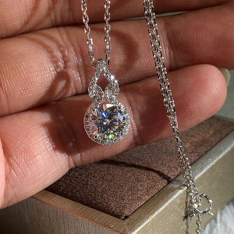 luxury full paved  gourd shape women wedding necklace shiny