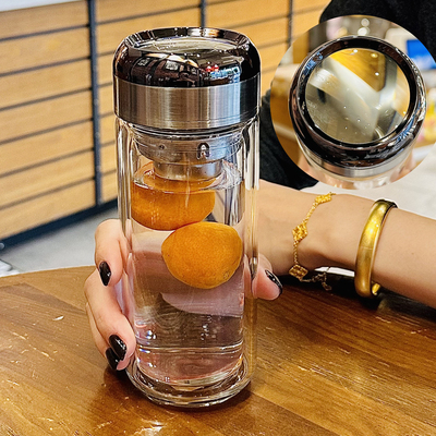 男士高级感泡茶双层高硼硅玻璃杯