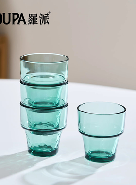 ROUPA罗派冰咖啡杯高硼硅玻璃可叠家用喝茶水杯子耐高温定制LOGO