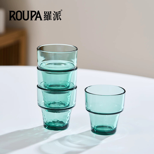 ROUPA罗派冰咖啡杯高硼硅玻璃可叠家用喝茶水杯子耐高温定制LOGO