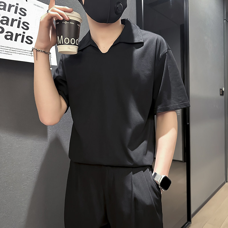 男士短袖T恤韩版潮流翻领polo衫社会小伙店主风B323-DT41-P48控68图片