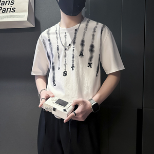 夏季男士t恤短袖暗黑系高街美式社会小伙店主风B323-DT39-P48控68图片