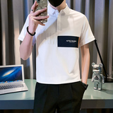 拼接polo衫男短袖潮牌高级感社会小伙半袖B323/PL11/特P58控78，男装Polo衫，星座301C（原B323）