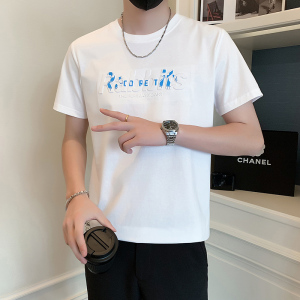短袖T恤男潮牌社会小伙时尚圆领字母立体浮雕B323-DT09-特P48控68图片