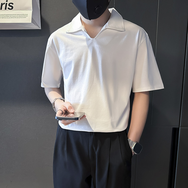 男士短袖T恤韩版潮流翻领polo衫社会小伙店主风B323-DT41-P48控68图片