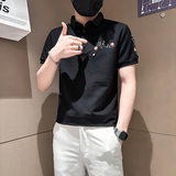 B323-PL24-P48控68社会小伙短袖POLO衫店主风痞帅百搭半袖衣服，男装Polo衫，星座301C（原B323）