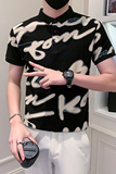 社会小伙短袖polo衫男修身字母印花时尚潮流PL02/P55控75，男装T恤，星座301C（原B323）