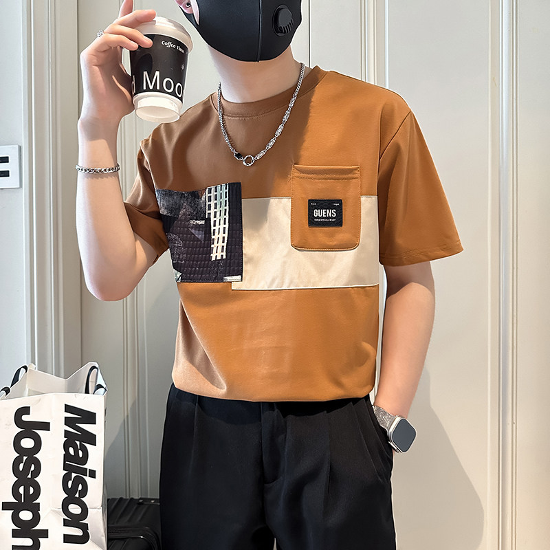 B323-DT62-P58控78短袖T恤男社会小伙店主风圆领潮流半袖衣服,男装T恤,星座301C（原B323）