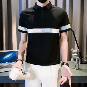 短袖polo衫男潮牌痞帅高级感拼接男装社会小伙B323/PL12/特P58图片