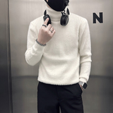抖音不起球毛衣男高领修身领口字母打底衫B323-M44-特P38控58，男装T恤，星座301C（原B323）