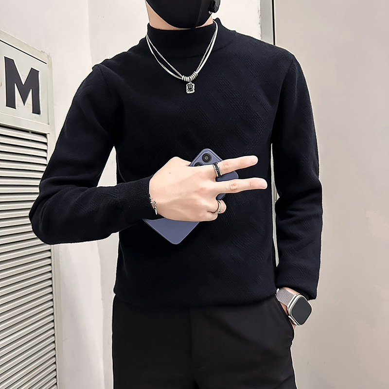 高支高密抖音社会小伙毛衣男肌理感提花针织衫B323-M37-P78控108,男装针织衫/毛衣,星座301C（原B323）