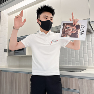 B323-PL24A-P48控68风刺绣Polo衫男短袖夏季修身T恤社会小伙图片
