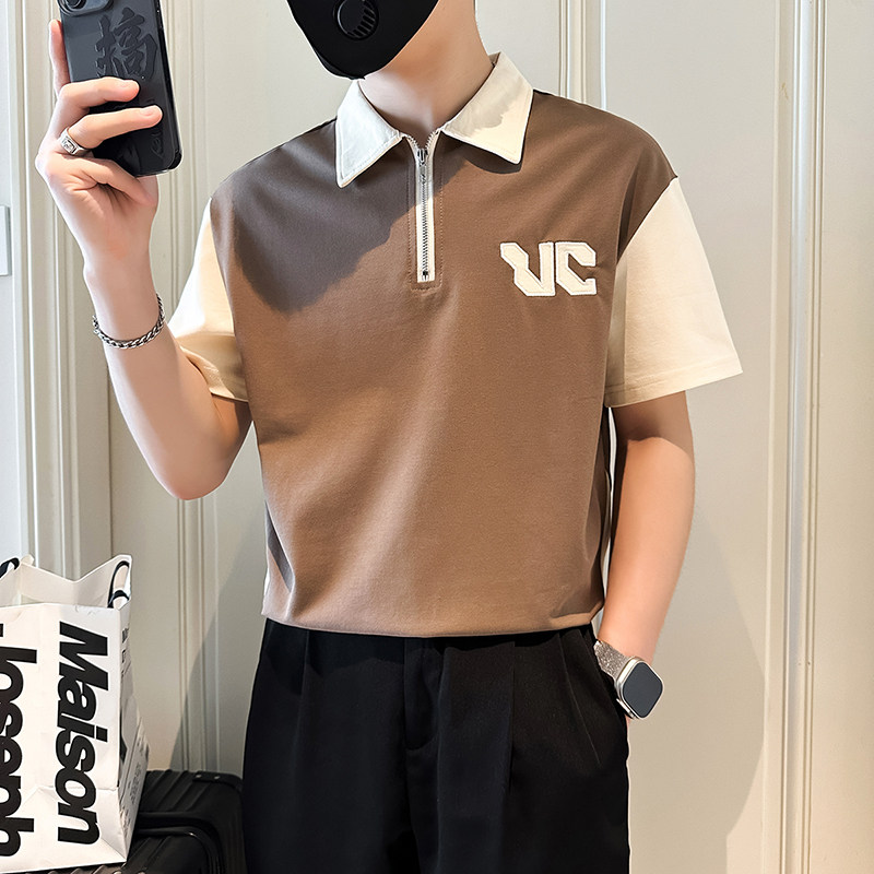 polo衫男士短袖夏季2025新款痞帅高社会小伙店主风B323-PL19-P55,男装Polo衫,星座301C（原B323）