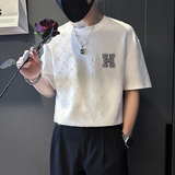 潮牌t恤男短袖2025新款抖音社会小伙店主风B323-DT37-P48控68，男装T恤，星座301C（原B323）