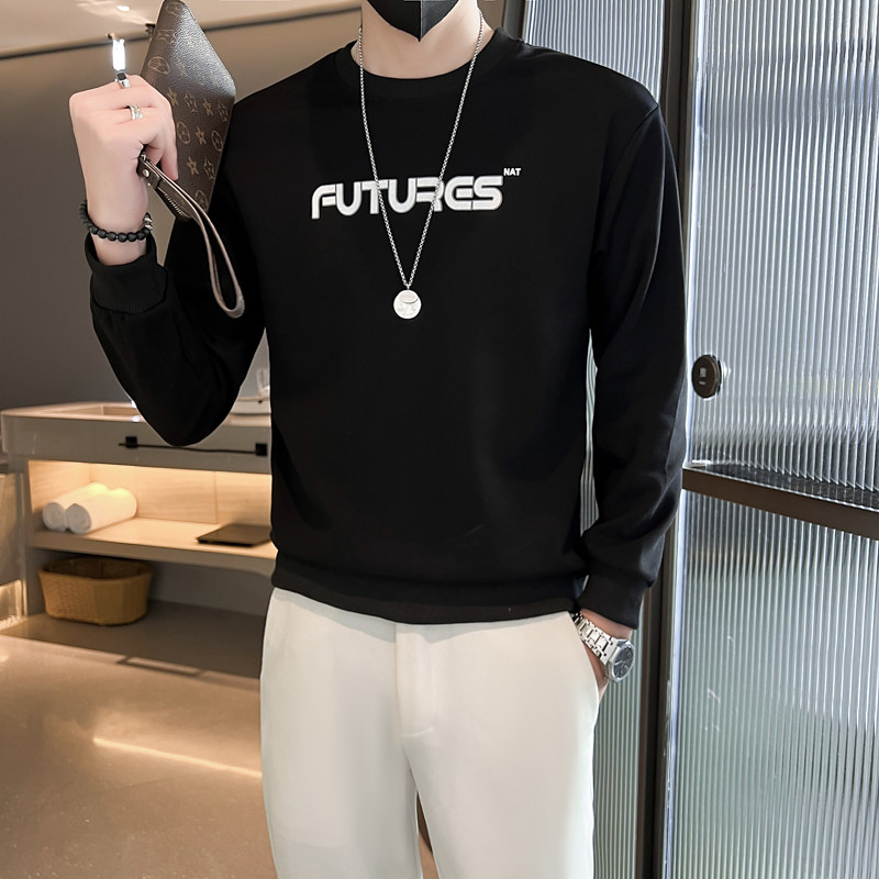 网红精神社会小伙卫衣男长袖2025新款修身字母印花两色WY06-P53，男装卫衣，星座301C（原B323）