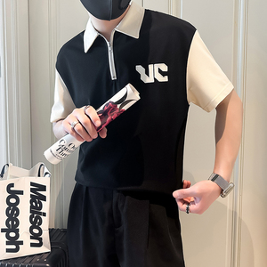 polo衫男士短袖夏季2025新款痞帅高社会小伙店主风B323-PL19-P55图片