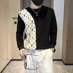抖音格子拼接卫衣男潮高级感社会小伙外套修身B323-WY22A-P58图片