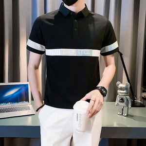 短袖polo衫男潮牌痞帅高级感拼接男装衣服社会B323/PL12/特P58图片
