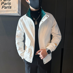 春秋款刺绣外套男高级感社会小伙立领网红夹克B323-JK03-P88图片