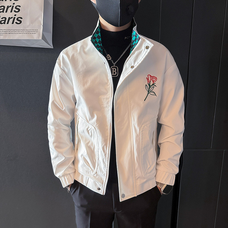网红外套男潮牌高级感玫瑰花刺绣社会小伙夹克B323-JK02-P88,男装夹克,星座301C（原B323）