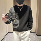 抖音卫衣男社会小伙潮牌条纹拼接圆领外套时尚B323-WY09B-P58，女装短外套，星座301C（原B323）