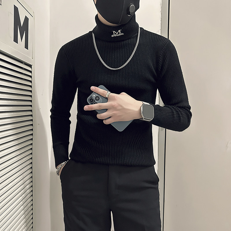 高领毛衣男紧身潮流百搭社会小伙打底衫B323-M54-特P38控58,男装T恤,星座301C（原B323）