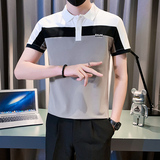 2025新款社会小伙polo衫男短袖修身拼接潮牌B323/PL10/P58控78，男装Polo衫，星座301C（原B323）