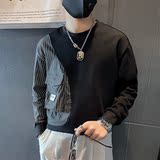 条纹拼接真口袋卫衣男设计感潮牌社会小伙长袖外套B323/WY09/P58，男装卫衣，星座301C（原B323）